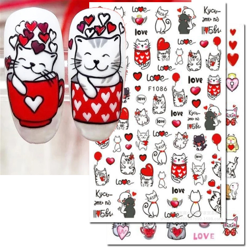 Nail Art Valentines Day - 3D Nail Art Decals Valentijnsdag Rode