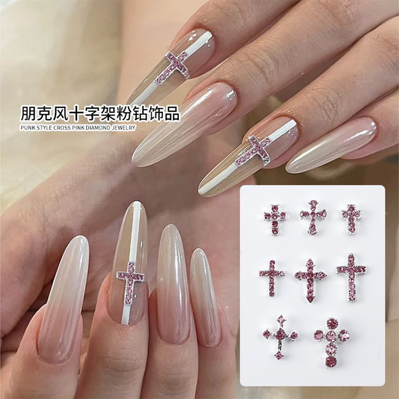 Nail Art Lotso - 10 STKS Punk Sparkle Roze Diamanten