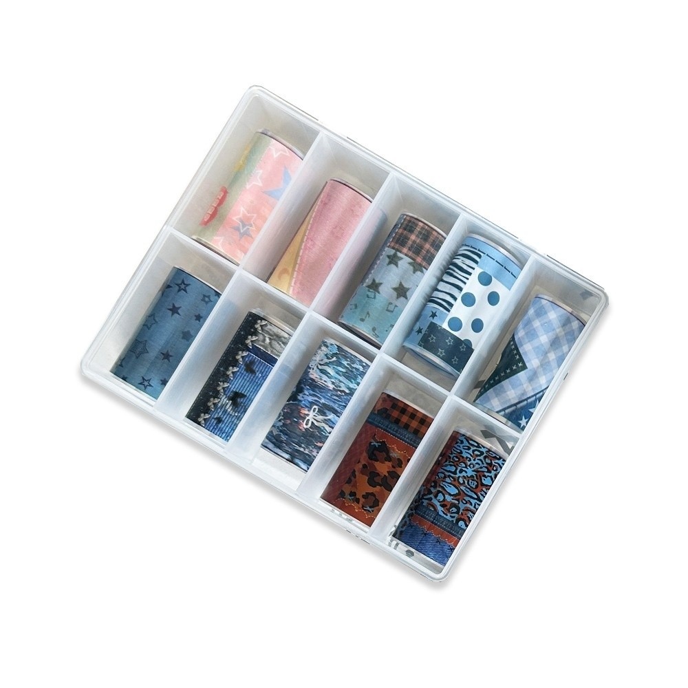 Nail Art Denim - 10 Rollen Kleurrijke Nagelfolies Transferpapier DIY