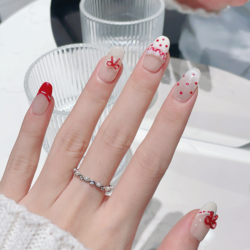 10 stuks korte ovale handgemaa - Nail Art Red recensie en prijs