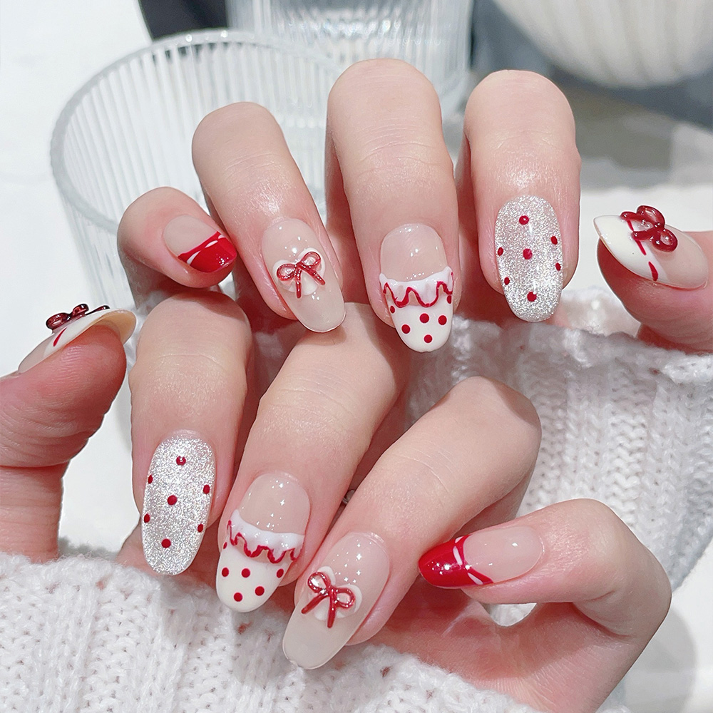 10 stuks korte ovale handgemaa - Nail Art Red recensie en prijs