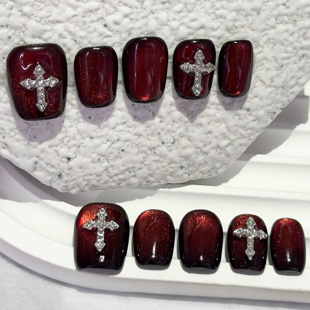 10 stuks donkerrode kattenoog  - Nail Art Red recensie en prijs