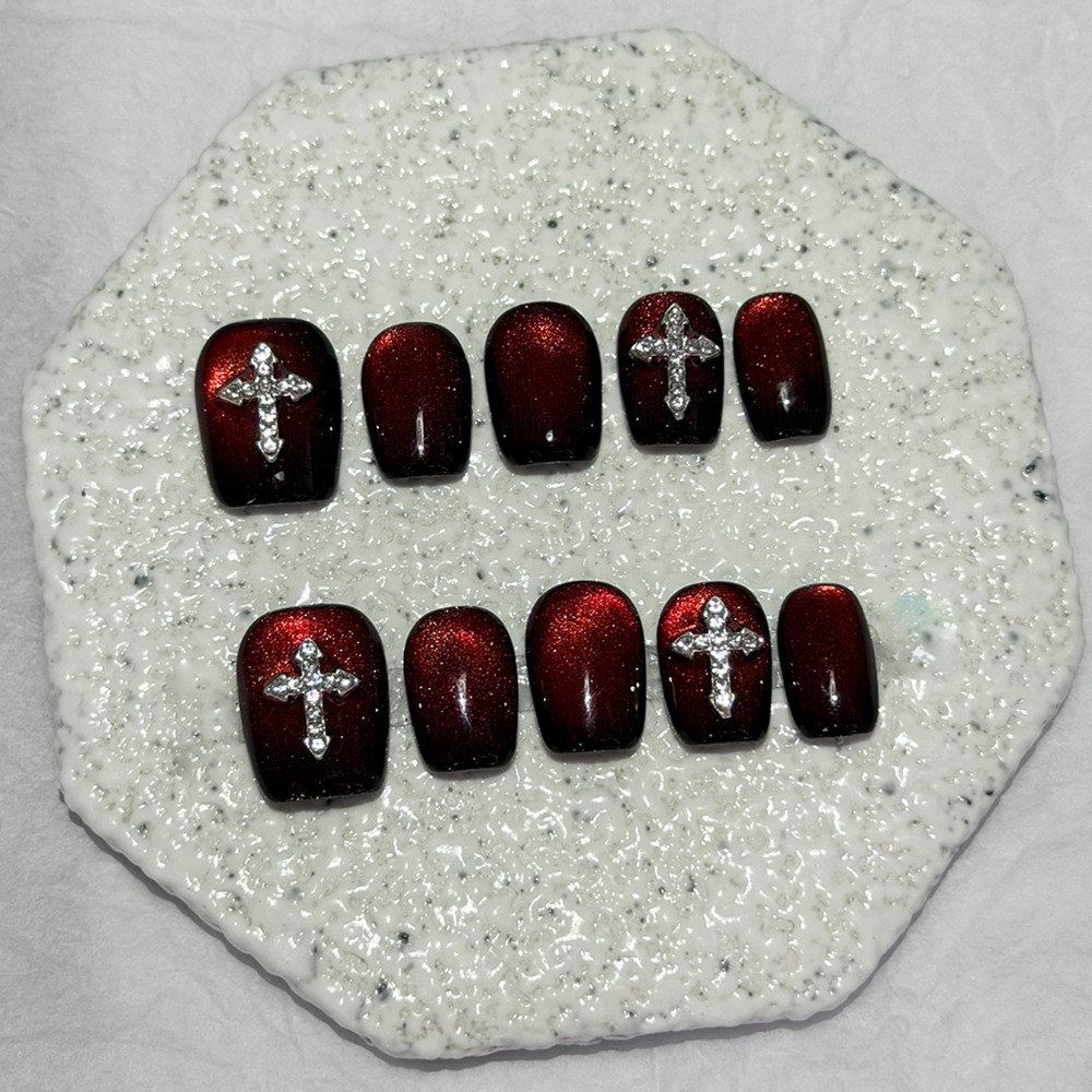 10 stuks donkerrode kattenoog  - Nail Art Red recensie en prijs