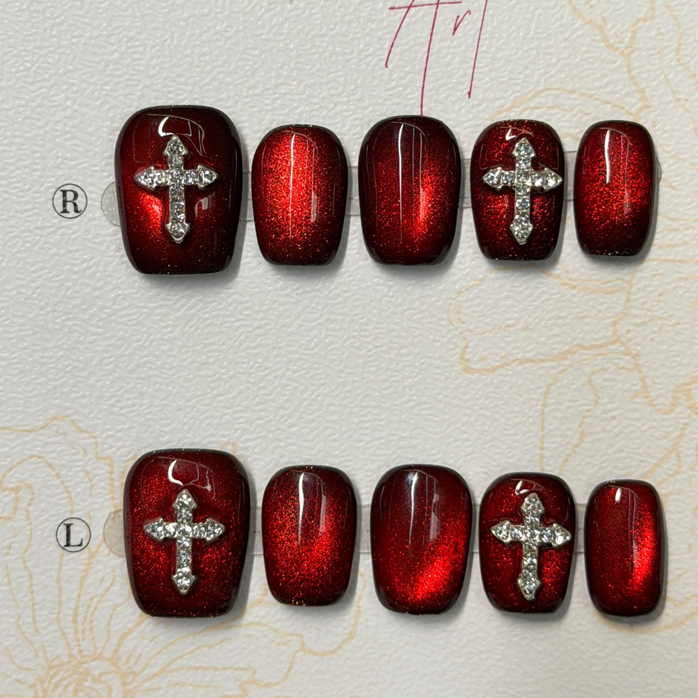 10 stuks donkerrode kattenoog  - Nail Art Red recensie en prijs