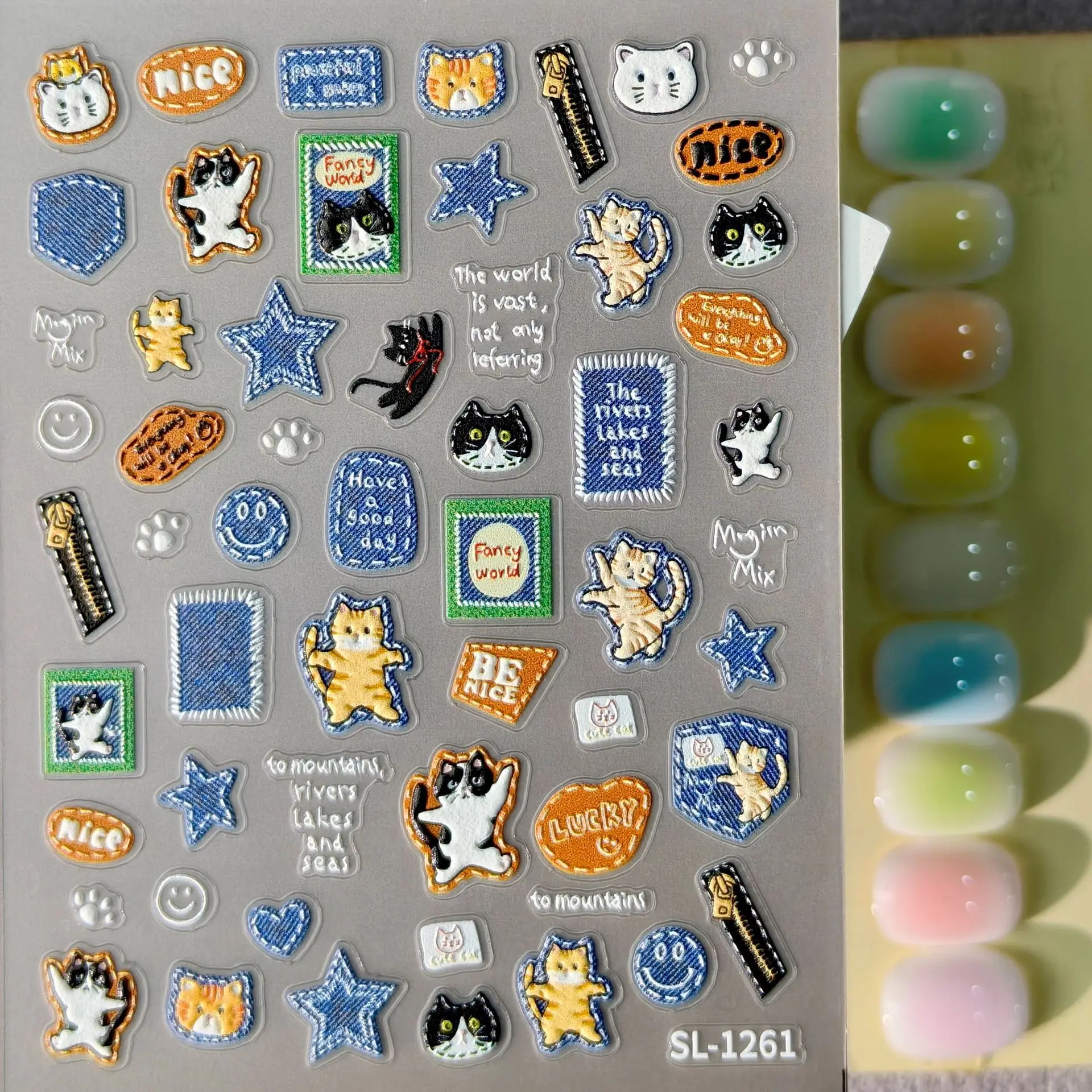 1 set 5D reliëf retro denim ki - Nail Art Denim recensie en prijs