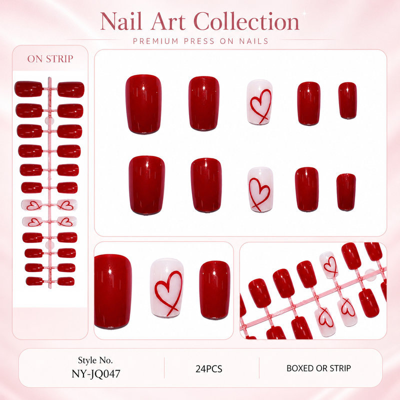 24 stuks korte vierkante glanz - Nail Art Valentines Day recensie en prijs