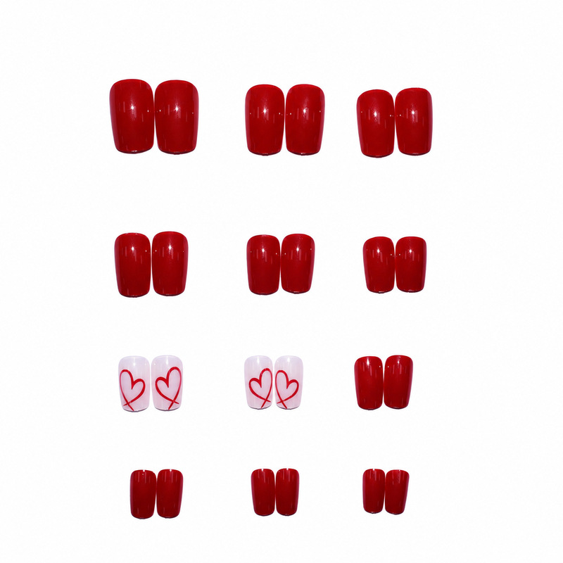 24 stuks korte vierkante glanz - Nail Art Valentines Day recensie en prijs