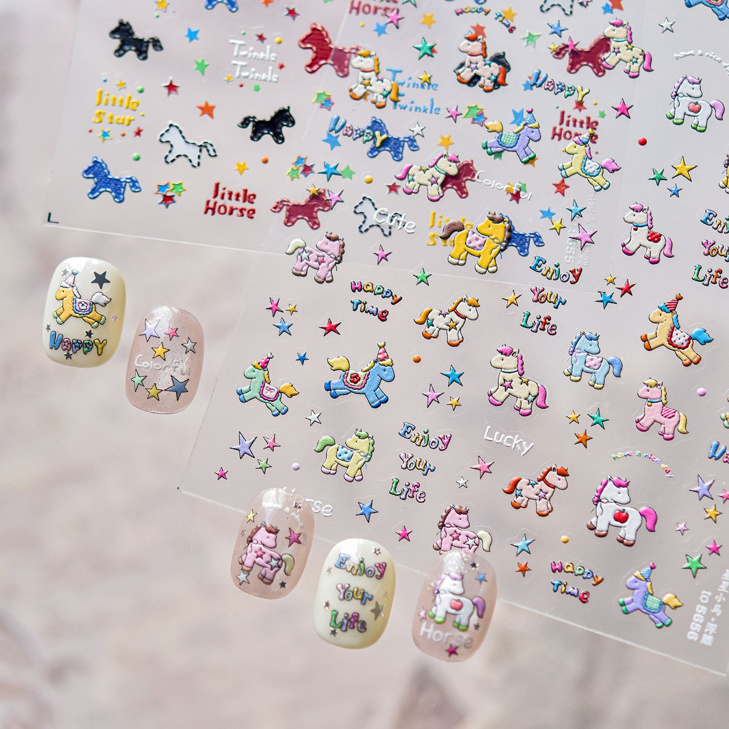 Retro denim pony paard patchwo - Nail Art Denim recensie en prijs