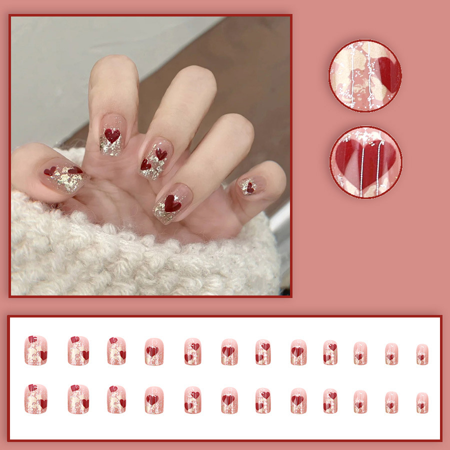 24 stuks/set korte vierkante n - Nail Art Red recensie en prijs