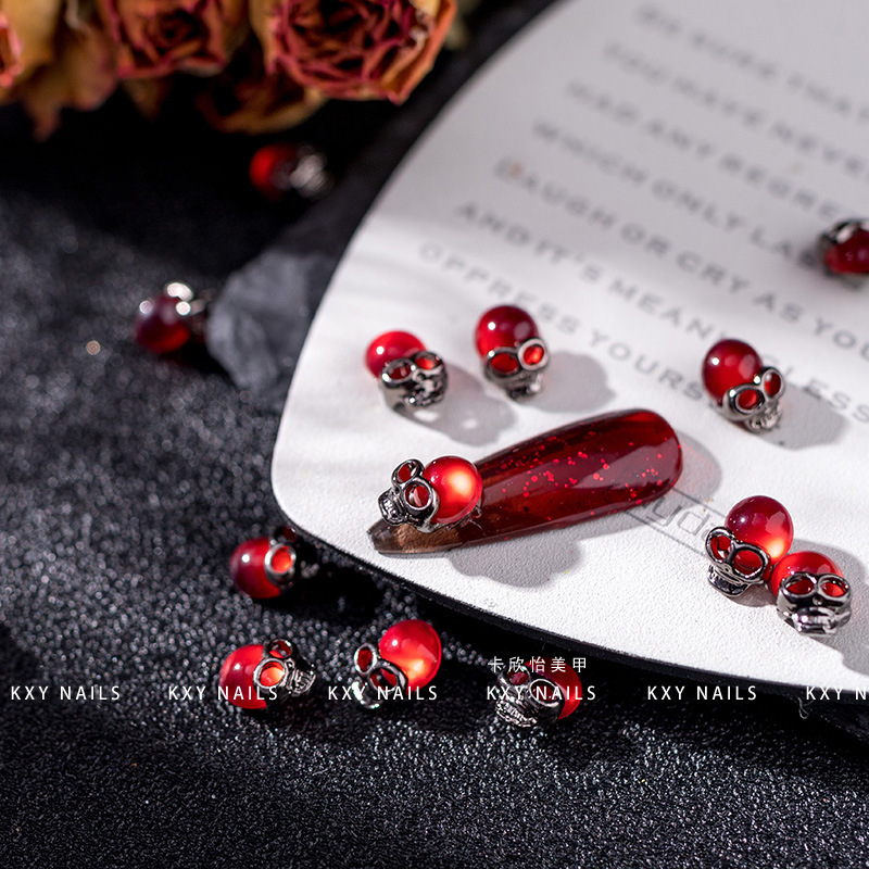 10Pcs Rode Schedel Nagel Charm - Nail Art Lotso recensie en prijs