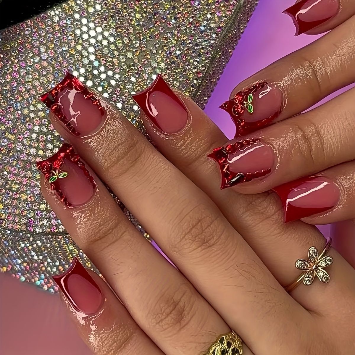 24 stuks afgewerkte nepnagels  - Nail Art Red recensie en prijs