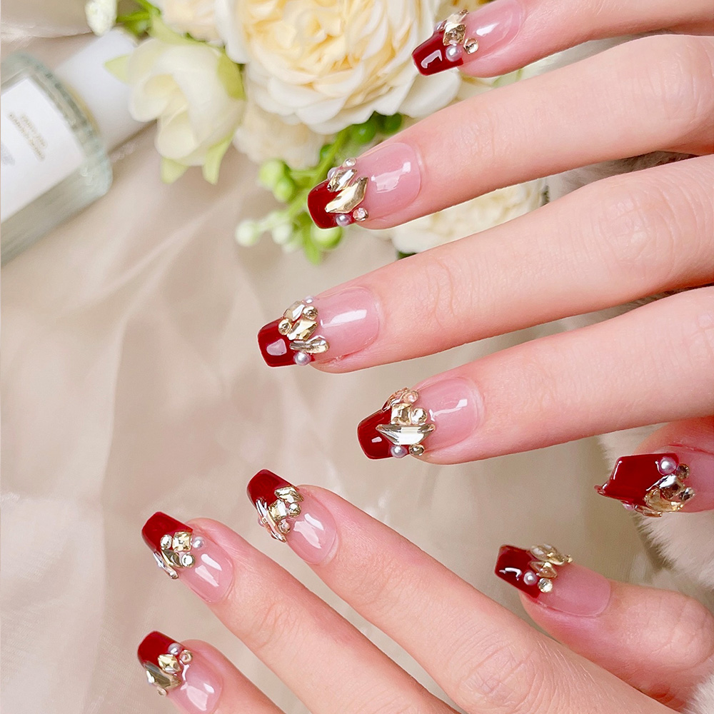 10 stuks korte trapeziumvormig - Nail Art Red recensie en prijs