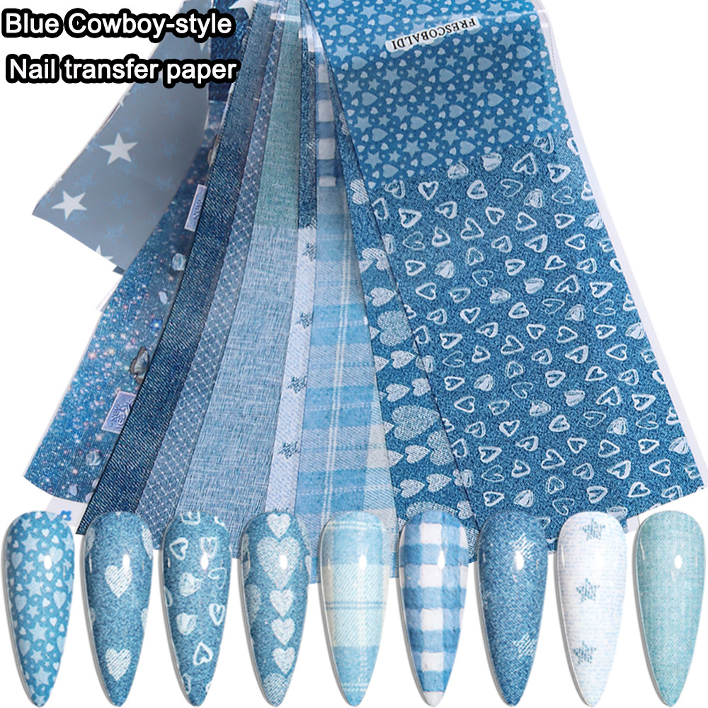 Ins patchwork stijl denim nage - Nail Art Denim recensie en prijs