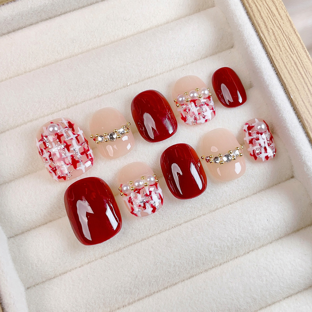 10 stuks korte vierkante ronde - Nail Art Red recensie en prijs