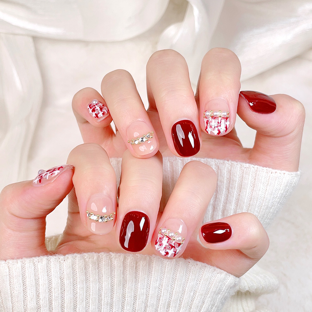 10 stuks korte vierkante ronde - Nail Art Red recensie en prijs